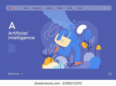 Artificial intelligence, Ecology -modern flat vector concept illustration of AI effectively managing responsible consumption and recycling. Metaphor of AI advantage, superiority and dominance concept