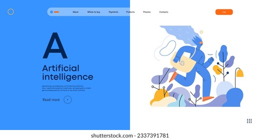 Artificial intelligence, Ecology -modern flat vector concept illustration of AI effectively managing responsible consumption and recycling. Metaphor of AI advantage, superiority and dominance concept