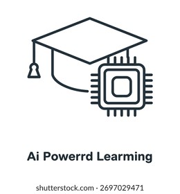 Educación de la inteligencia artificial con el casquillo de la graduación aislado en el fondo blanco