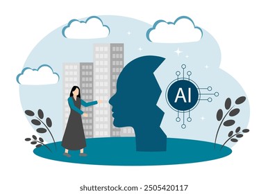 Artificial intelligence. Electronic brain. Vector illustration