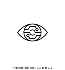 Artificial Intelligence Eye, robotic eye, supervision  simple thin line icon vector illustration. For web and mobile UI UX