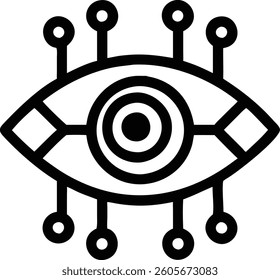 Artificial Intelligence Eye, robotic eye, supervision  simple thin line icon vector illustration. For web and mobile UI UX