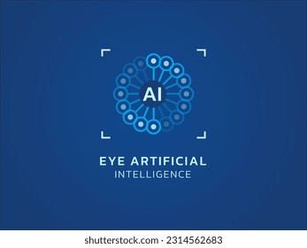 Artificial intelligence eye tracking icon logo infographic. Artificial intelligence search, check, examine, audit, follow, finding, controller, verify, survey, analyze, scan logo design concept.