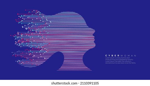 Artificial intelligence face concept background. Vector illustration in concept of technology, communication, science, digital. 