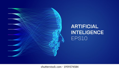 Artificial Intelligence Face, Face From Particles, Data Analysis, Data Science.