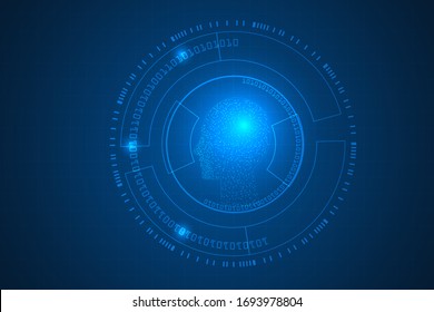 artificial intelligence face. telligence digital innovation technology abstract. computer science data technology.