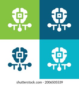 Artificial Intelligence Flat four color minimal icon set