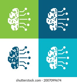 Artificial Intelligence Flat four color minimal icon set