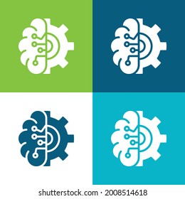 Artificial Intelligence Flat four color minimal icon set