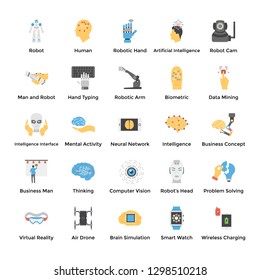 Artificial Intelligence Flat Icons Pack 