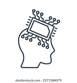 Artificial intelligence flat icons  symbol line elements for infographic web