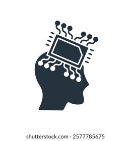 Artificial intelligence flat icons  symbol line elements for infographic web