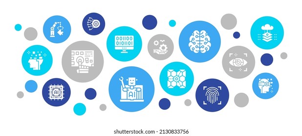 Artificial Intelligence flat vector illustration. Robotics, Chatbot, Database, Big Data concept for banner, website design or landing web page.