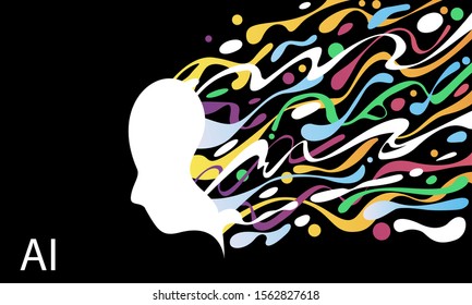 Artificial Intelligence  flowing liquid shapes design concept. Trendy art background. Gradient futuristic shapes vector