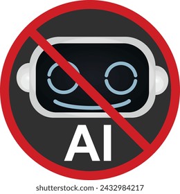 Artificial intelligence forbidden sign. vector