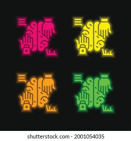 Artificial Intelligence four color glowing neon vector icon