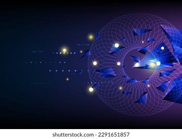 Artificial intelligence futuristic abstract technology visualization background. Geometric digital signal communication graphic vector