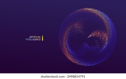 Artificial Intelligence futuristic circle vector design. Big Data. 
Tech background. Technology AI round particles dots banner. 