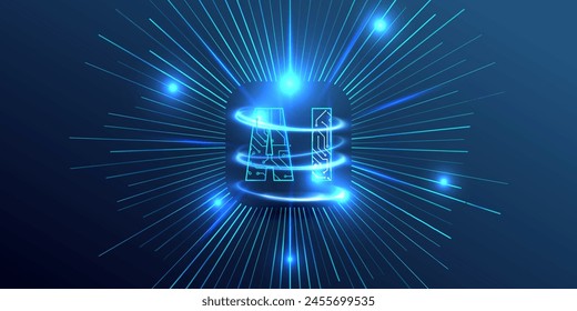 Artificial Intelligence futuristic connect design. Ai symbol in circuit board style. Technology banner vector background.