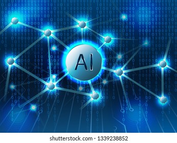 Artificial intelligence futuristic tech background, binary code, virtual concept for web and technology. Global network connections with Ai technology.