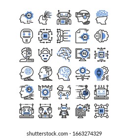 Artificial Intelligence futuristic technology outline icon design, vector and illustration 