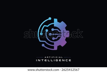 Artificial Intelligence Gear Circuit Logo Design For Technology Use