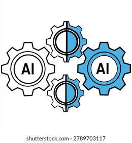 Artificial intelligence gear icon collection representing automation machine learning digital innovation smart systems and advanced technology concepts isolated for modern applications