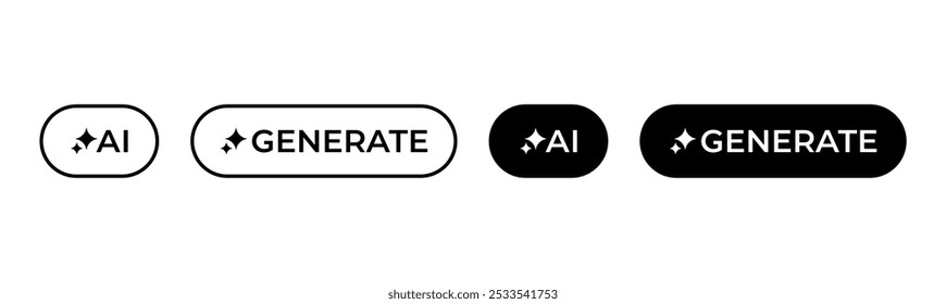 A inteligência artificial gera um conjunto de vetores de ícone. Símbolo de botão gerado por AI