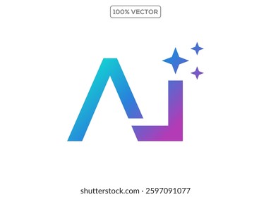 Artificial intelligence generate icon vector set. AI generated button symbol vector stock logo