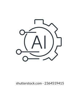 Artificial intelligence. Generated  AI . Vector linear icon isolated on white background. 