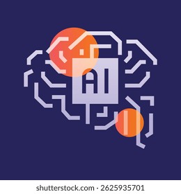 Artificial intelligence glassmorphism illustration. Transparency blur elements. Ui layered design. Vector isolated element. 