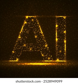 Artificial Intelligence with glowing particles. Abstract technology concept. Vector illustration