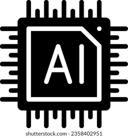 vector de ilustración de icono de glifo de inteligencia artificial
