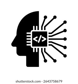 Artificial Intelligence glyph icon, use for machine learning, education, technology industry, UI, UX kit, app and web development, digital or print.