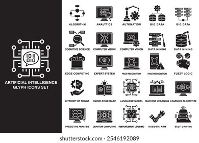 Contiene automatización, ciencia cognitiva, computación de borde, aprendizaje automático y más. uso para el concepto moderno, el Web y el desarrollo de App. Vector EPS 10