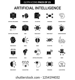 Artificial Intelligence Glyph Vector Icon set