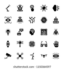 Artificial Intelligence Glyph Vector Icons Set