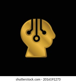 Artificial Intelligence gold plated metalic icon or logo vector