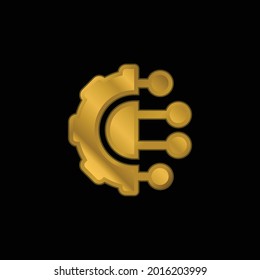 Artificial Intelligence gold plated metalic icon or logo vector