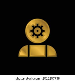 Artificial Intelligence gold plated metalic icon or logo vector