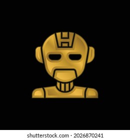 Icono metálico de la Inteligencia Artificial chapado en oro o vector de logotipo