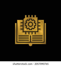 Artificial Intelligence gold plated metalic icon or logo vector