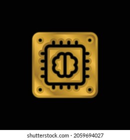Artificial Intelligence gold plated metalic icon or logo vector