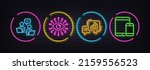 Artificial intelligence, Graph chart and Teamwork minimal line icons. Neon laser 3d lights. Mobile devices icons. For web, application, printing. All-seeing eye, Growth report, Remote work. Vector