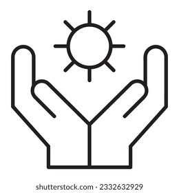 Artificial Intelligence hand holding sun Icon. hand holding sun vector icon from Artificial Intelligence collection. Outline style hand holding sun Artificial Intelligence icon.