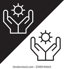 Artificial Intelligence hand holding sun Icon. hand holding sun vector icon from Artificial Intelligence collection. Outline style hand holding sun Artificial Intelligence icon.