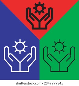 Artificial Intelligence hand holding sun Icon. hand holding sun vector icon from Artificial Intelligence collection. Outline style hand holding sun Artificial Intelligence icon.