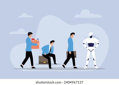 Artificial intelligence has replaced humans 2d flat vector illustration