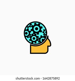Artificial intelligence head & brain icon. Vector AI technology concept symbol or design element in flat style.