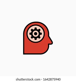 Artificial intelligence head & brain icon. Vector AI technology concept symbol or design element in flat style.